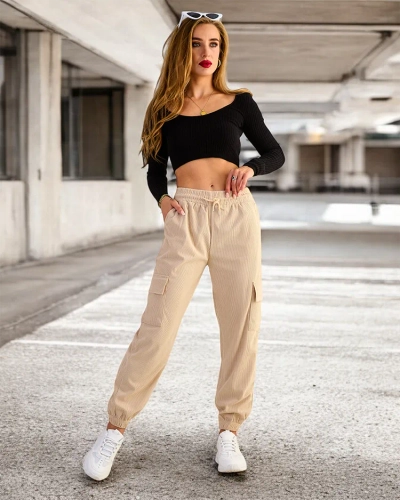 Royalfashion Ženske hlače z rebri