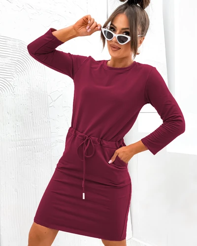 Royalfashion Ženska obleka iz blaga do kolen