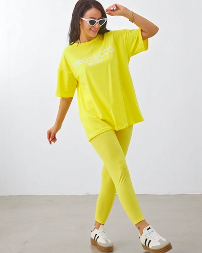 Royalfashion bombažna ženska seta s kratkimi rokavi in leginzami