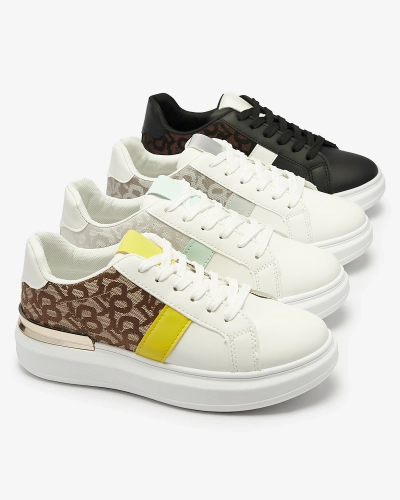 Royalfashion Beli in rjavi ženski športni copati Mlysio