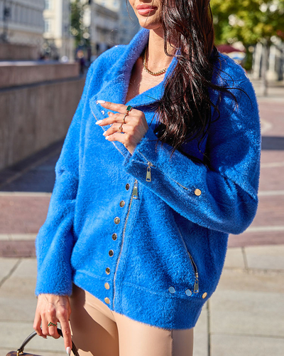 Royalfashion Rjav ženski pulover z žepi