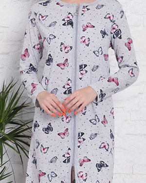 Royalfashion Szara koszula nocna z printem w motylki