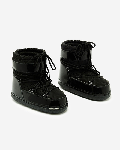 Royalfashion Črni ženski snežni škornji z robom Yevnoiela