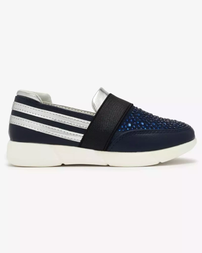 OUTLET Royalfashion Granatowo - czarne dziecięce tenisówki slip - on Ciarala