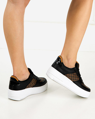 Royalfashion Czarne damskie buty sportowe z printem Glou