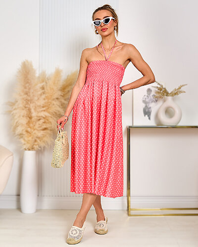 Royalfashion Ženska pikčasta obleka do kolen