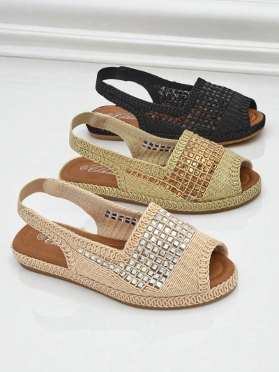 Ženske espadrile sandali z okrasnimi kamni Belle Sparkle