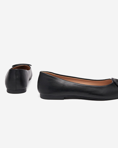 Royalfashion Czarne baleriny damskie w szpic z ozdobą na nosku Manico