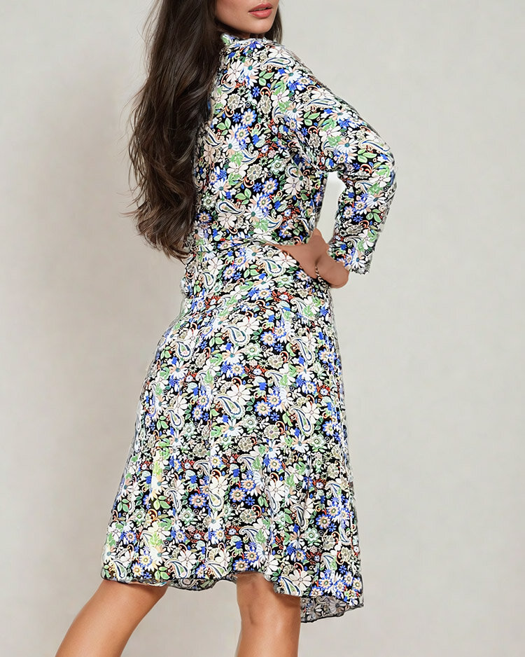 Royalfashion Ženska midi vzorčasta obleka