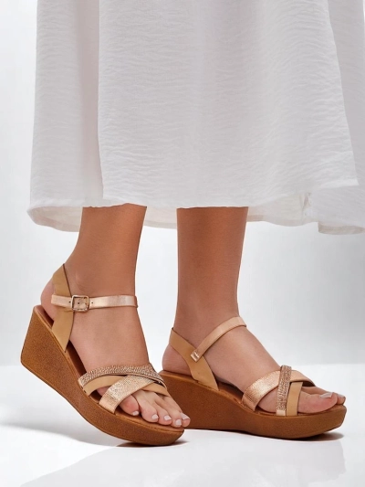 Royalfashion Ženske sandale na platformi s kamni in bleščicami Glittera