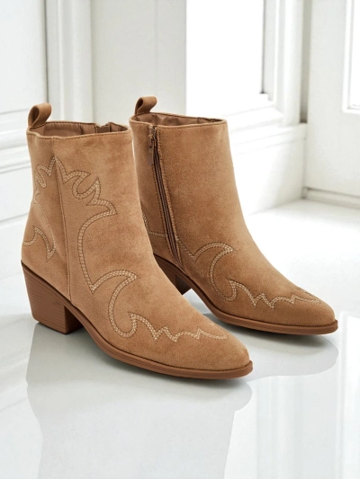 Ženski gležnarji kavbojski stil Velvet Ash – s peto