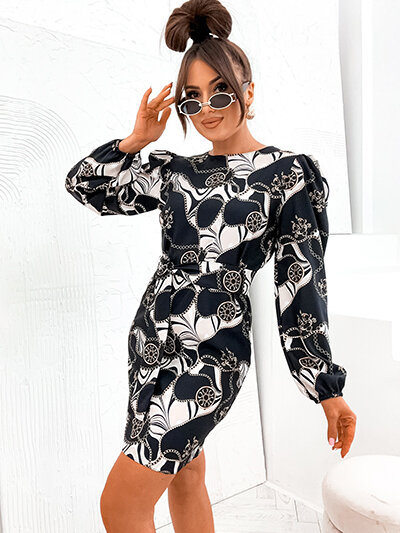 Royalfashion ženska obleka z okrasnim potiskom