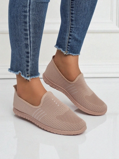 Ženski čevlji Aelia roza iz blaga, udobni mokasini z ravno peto