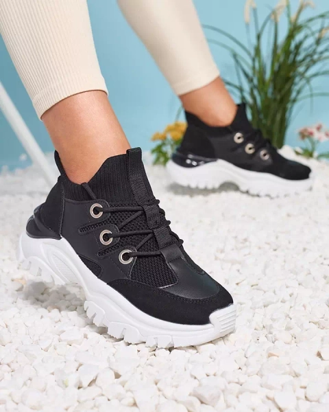 Royalfashion Sportowe sneakersy damskie w kolorze czarno Hasola