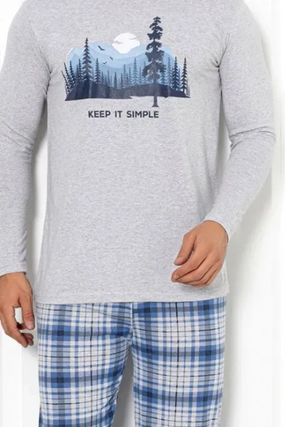 Royalfashion Moške bombažne pižame v karirici