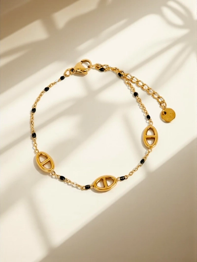 Zapestnica Callisto Aurea z biseri pozlačena