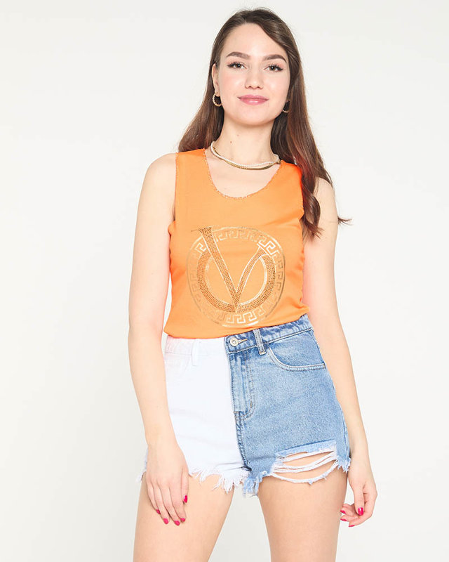 Royalfashion Pomarańczowy top z printem