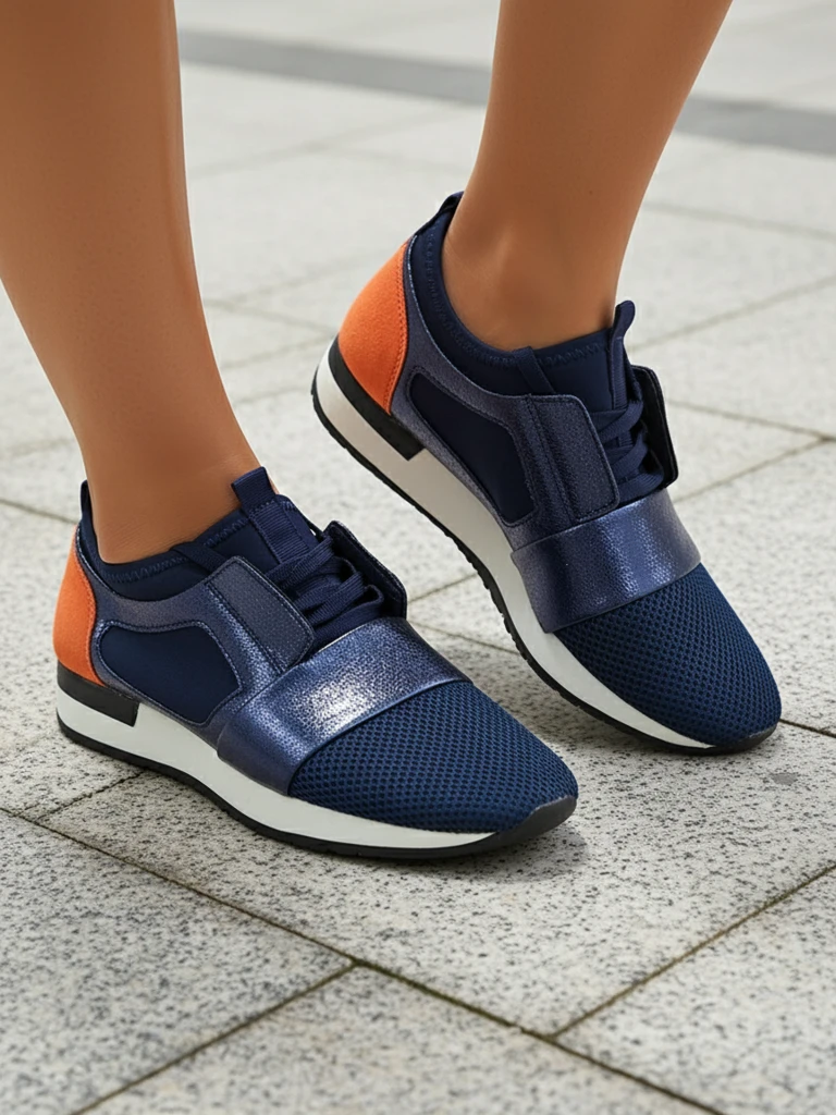 Vittoria mornarsko modri ženski čevlji iz ekološkega usnja