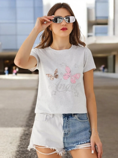 Royalfashion Bombažna ženska majica Metulj