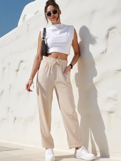 Royalfashion Preproste ženske tkaninske hlače