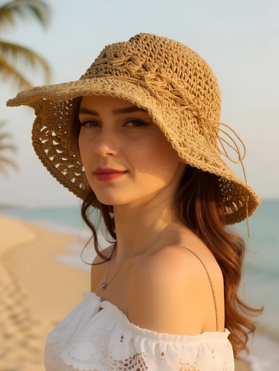 Royalfashion Ženski slamnik z čipko Breeze