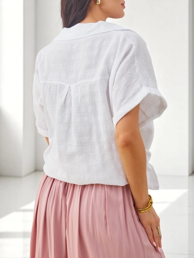 Royalfashion Ženska bombažna srajca z embalažo in kratkimi rokavi