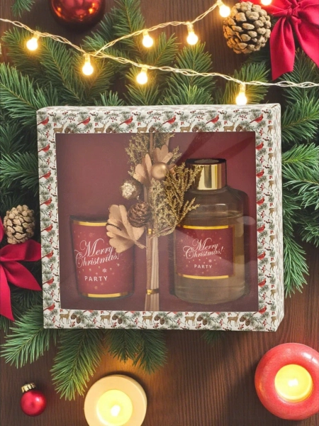 Komplet: Božične dišavne palčke in sveča Merry Christmas