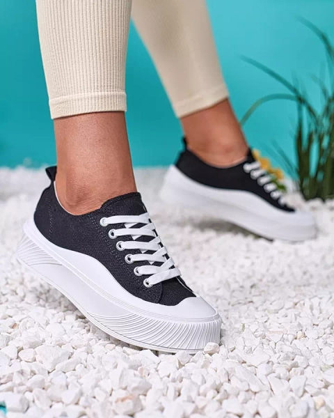 Royalfashion Czarne sportowe trampki na platformie Luceri