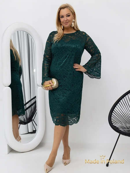 Čipkasta midi obleka za ženske s širokimi rokavi Kiss Star