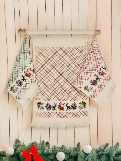 Royalfashion božični set 3 kuhinjskih brisač