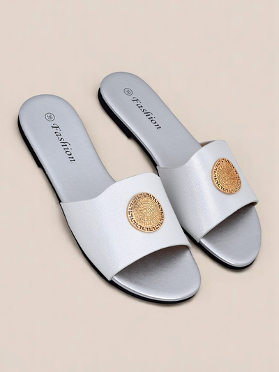 Royalfashion Dámske šľapky s rovnou podrážkou Golden Slip