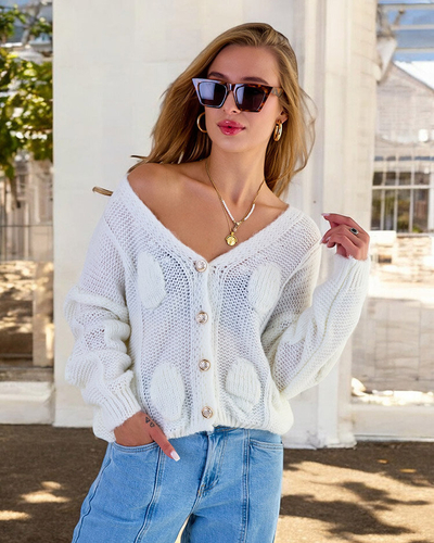 Royalfashion Ženski pleteni pulover z gumbi