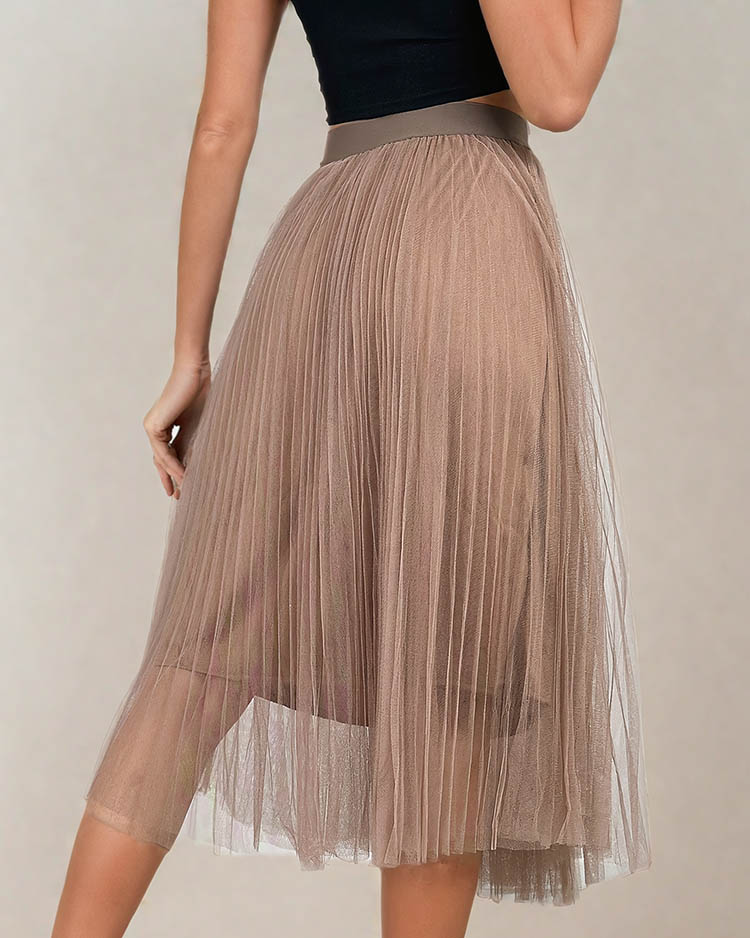Royalfashion Žensko dvoslojno midi krilo