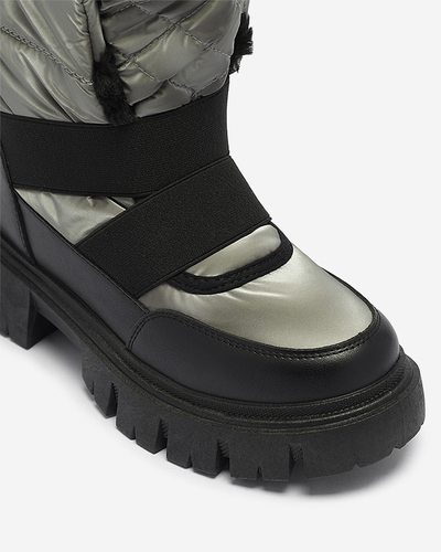 Royalfashion Buty a'la śniegowce damskie na płaskiej podeszwie w kolorze czarno- szarym Ferory