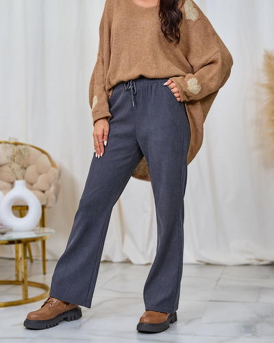 Royalfashion Ženske hlače iz manšete v temno sivi barvi