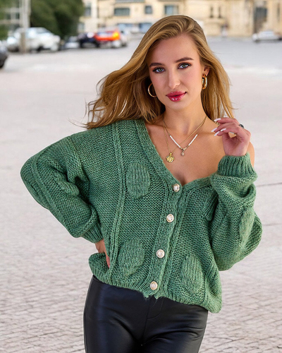 Royalfashion Ženski pleteni pulover z gumbi