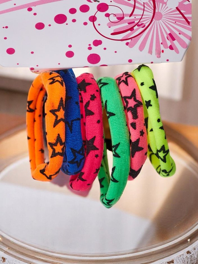 Royalfashion Komplet 6 pisanih elastik za lase Starina z zvezdicami