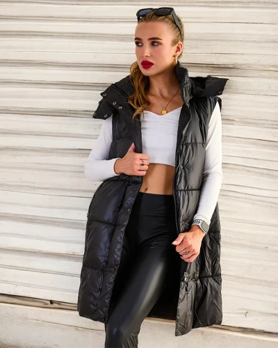 Royalfashion Dolg ženski telovnik s šivi