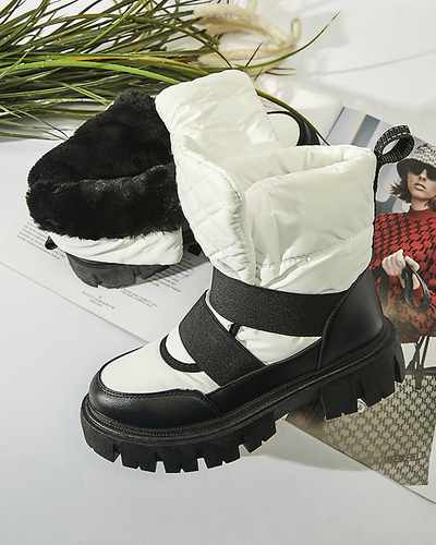 Royalfashion Buty a'la śniegowce damskie na płaskiej podeszwie w kolorze czarno- białym Ferory