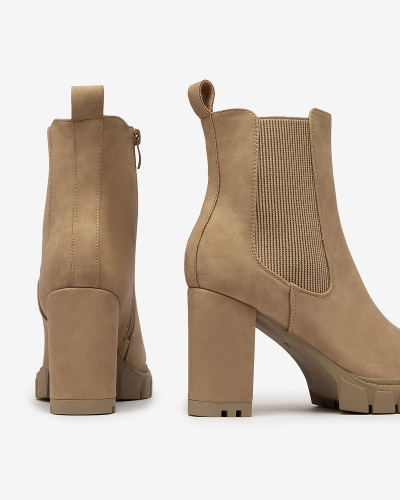 Royalfashion Svetlo rjavi ženski škornji z visoko peto Seihay