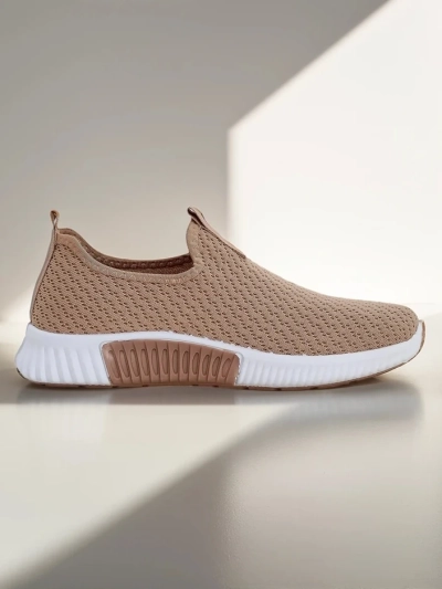 Ženski natikači Selene svetlo rjava, tkanina, nizka peta, udobje