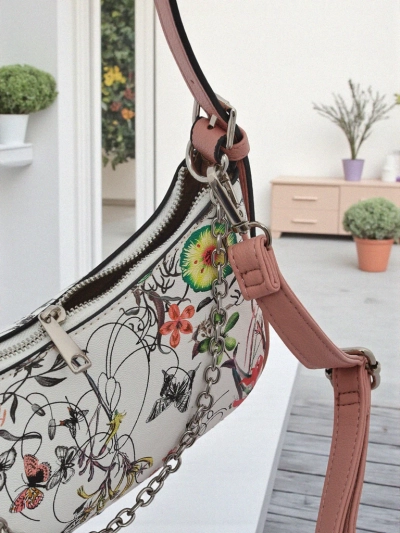 Royalfashion Majhna ženska torbica iz eko usnja s cvetličnim vzorcem Lily Bloom