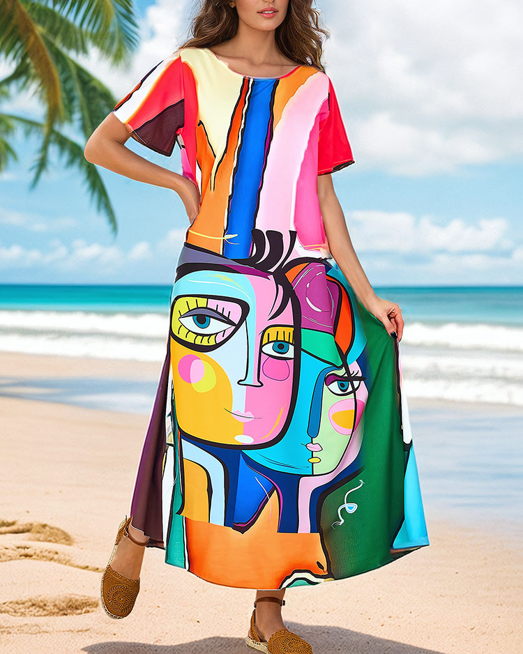 Royalfashion Ženska obleka z vzorčastim potiskom