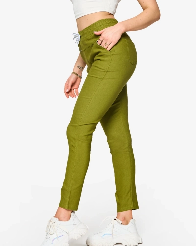 Royalfashion Damskie proste spodnie materiałowe w kolorze zielonym PLUS SIZE