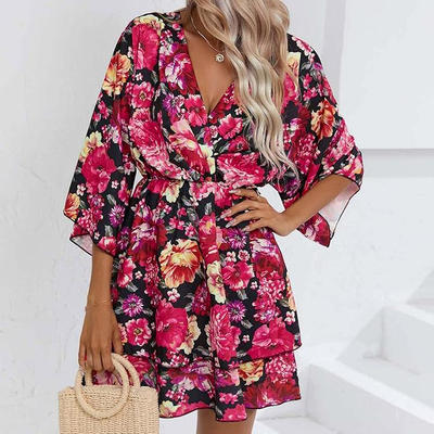 Royalfashion Ženska mini obleka z izvirnim vzorcem