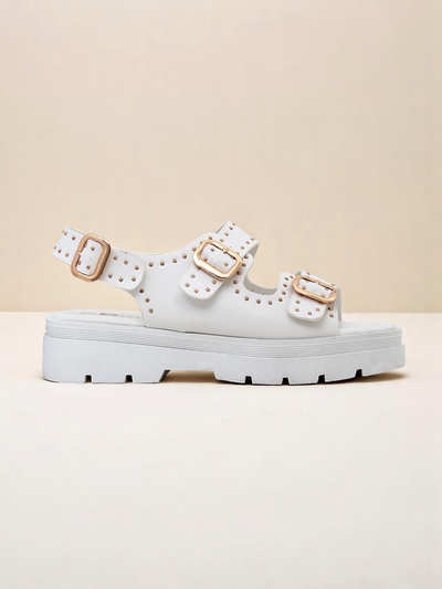 Royalfashion Sandalias de mujer con suela más gruesa y pedrería Rocky Chic