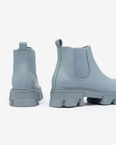 Royalfashion Ženski škornji z ravnim podplatom v modri barvi Alussady