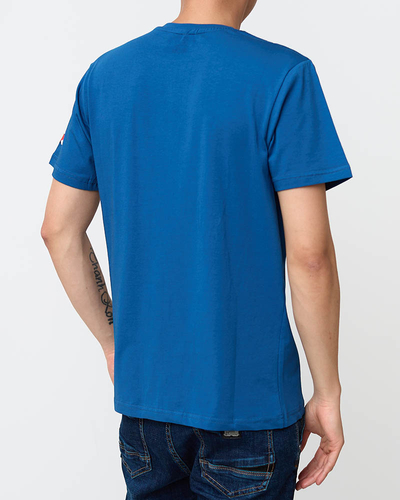 Royalfashion Niebieski męski t-shirt z nadrukiem
