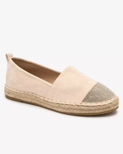 Royalfashion Beżowe damskie espadryle z cyrkoniami Iterica