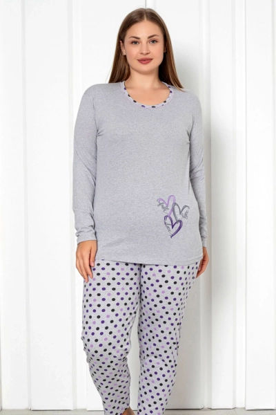 Royalfashion Ženska 2-delna satenasta pižama s pikami PLUS SIZE